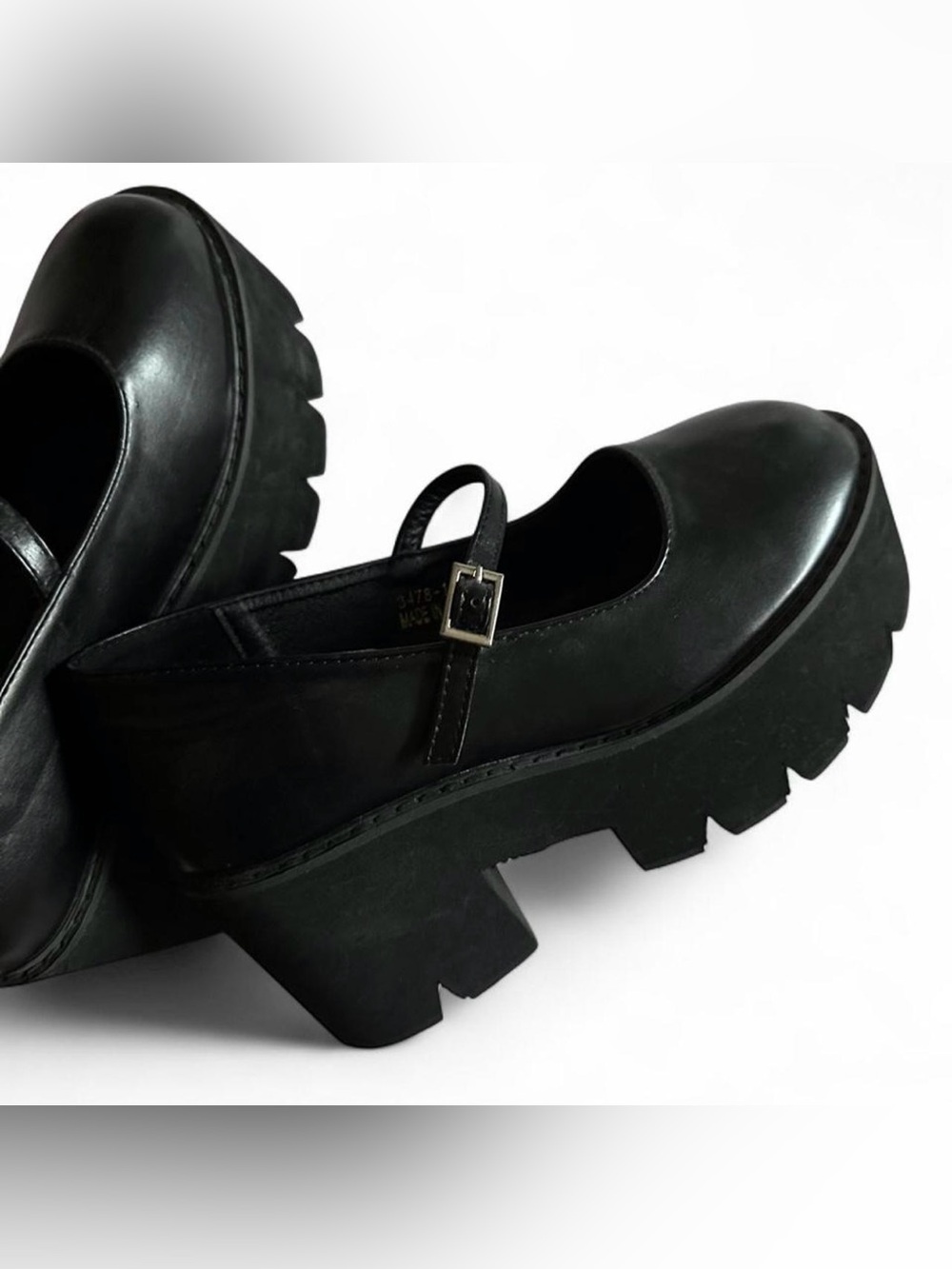 Black Chunky Mary Jane Platform Shoes